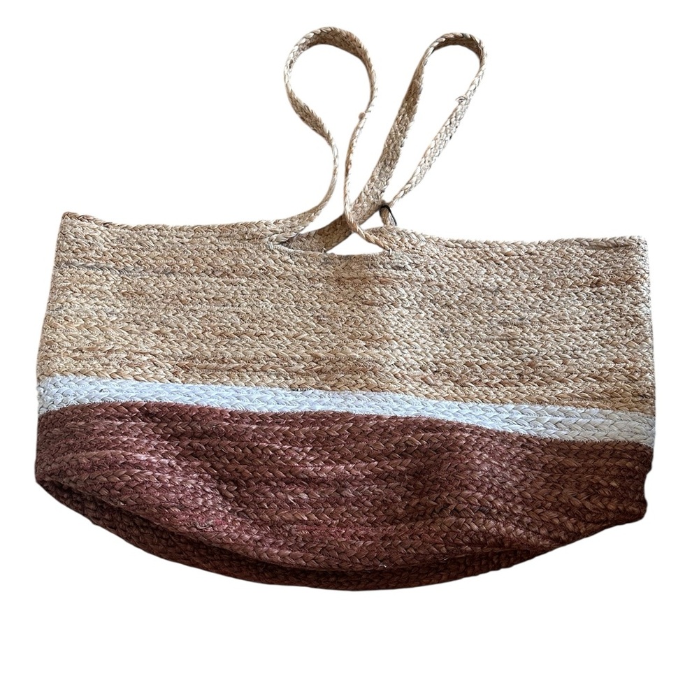 Free People Woven Tan and Brown Tote